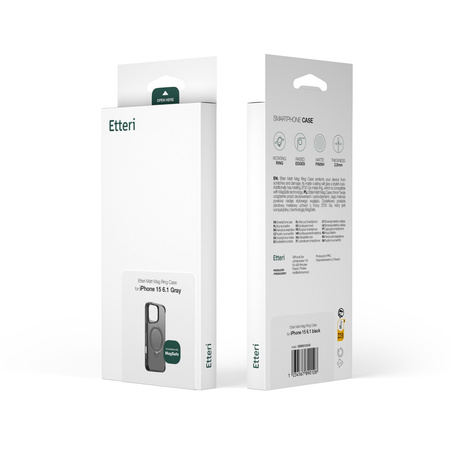 Etui Etteri Matt Mag Ring do iPhone 16 Plus 6,7" szare