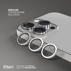 Etteri Camera Lens Protector szkło na aparat do iPhone 15 Pro / 15 Pro Max srebrny