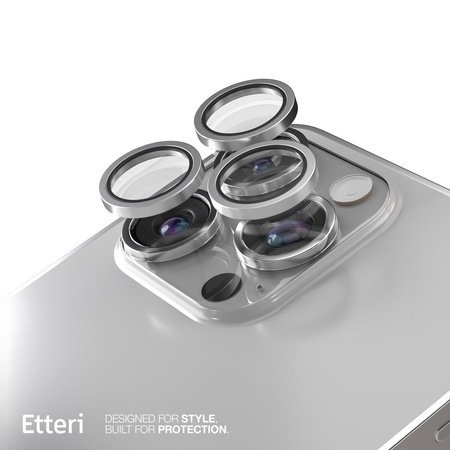 Etteri Camera Lens Protector szkło na aparat do iPhone 15 Pro / 15 Pro Max srebrny