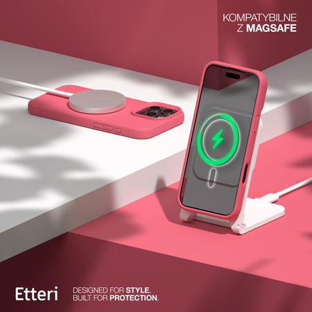 Etui Etteri Silicone Mag do iPhone 16 Pro 6,3" malinowe