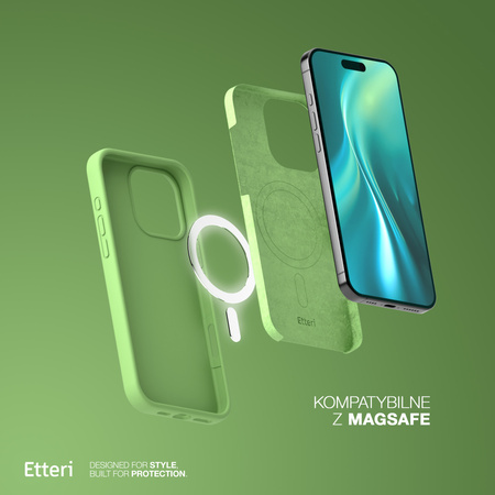 Etui Etteri Silicone Mag do iPhone 15 6,1" jasnozielone