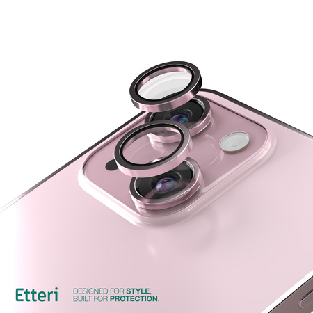 Etteri Camera Lens Protector szkło na aparat do iPhone 15 / 15 Plus różowy