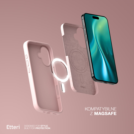 Etui Etteri Silicone Mag do iPhone 16 Plus 6,7" jasnoróżowe