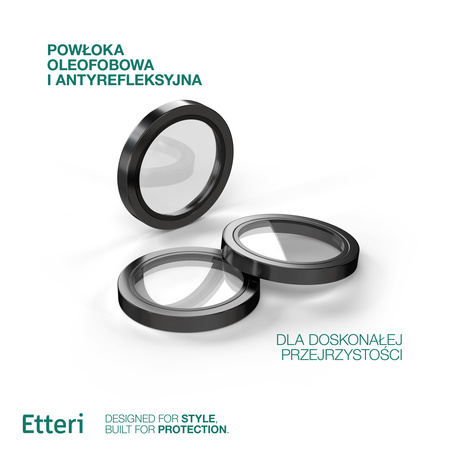 Etteri Camera Lens Protector szkło na aparat do iPhone 15 Pro / 15 Pro Max czarny