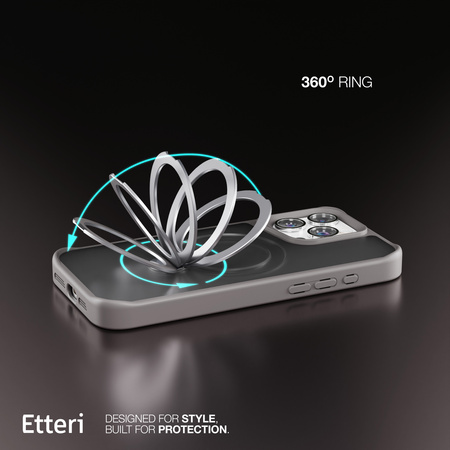 Etui Etteri Matt Mag Ring do iPhone 15 Pro 6,1" szare