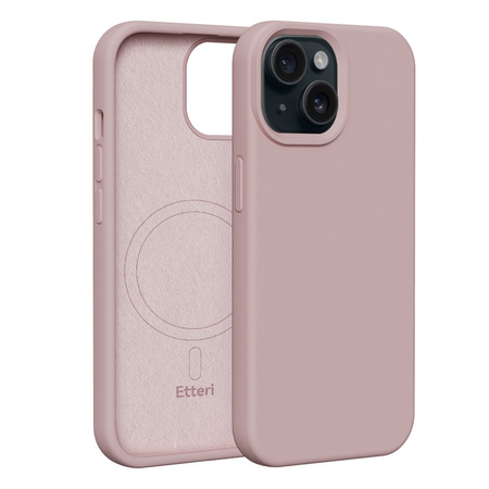 Etui Etteri Silicone Mag do iPhone 15 6,1" jasnoróżowe