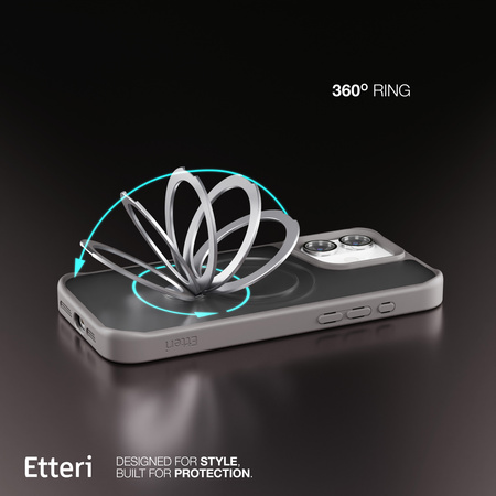 Etui Etteri Matt Mag Ring do iPhone 16 6,1" szare