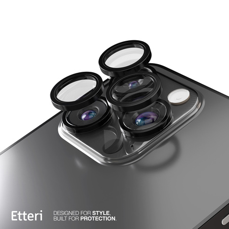 Etteri Camera Lens Protector szkło na aparat do iPhone 15 Pro / 15 Pro Max czarny
