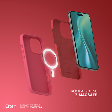 Etui Etteri Silicone Mag do iPhone 16 Pro 6,3" malinowe