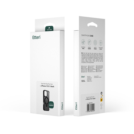 Etui Etteri Matt Mag Ring do iPhone 15 6,1" czarne
