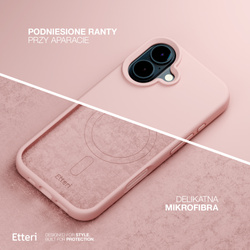 Etui Etteri Silicone Mag do iPhone 16e jasnoróżowe